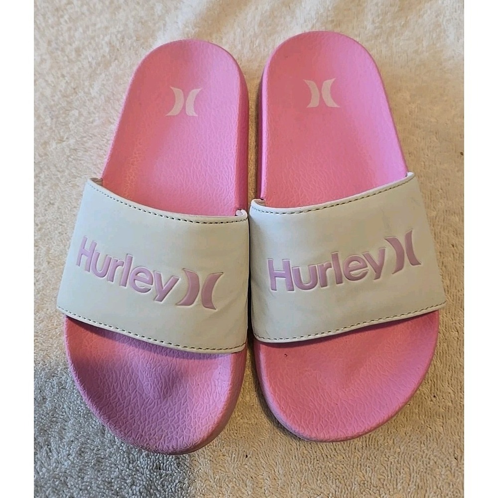 Hurley Girl Slide Sandals Size 1 Pink‎ & White